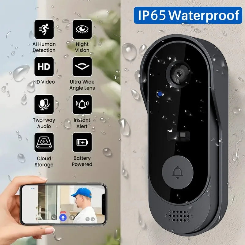 Tuya Wireless Waterproof Doorbell Camera with HD Video Night Vision Voice Change - Smart Home Security System Monitor Smart Life