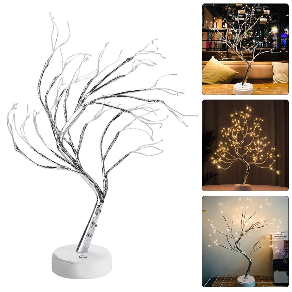 LED Tree Table Light Night Light Adjustable Branch Tabletop Night Lamp DIY Artificial Light with Battery Powered for Party Deco