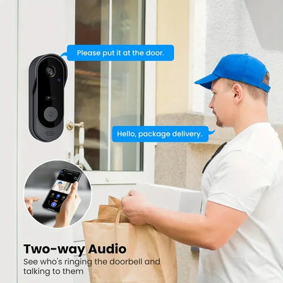 Tuya Wireless Waterproof Doorbell Camera with HD Video Night Vision Voice Change - Smart Home Security System Monitor Smart Life