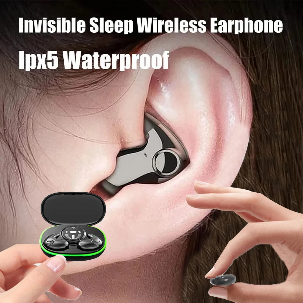 Invisible Sleep Earphones Wireless Bluetooth 5.3 Headphones IPX5 Waterproof Noise Reduction Earbuds Touch Control Headsets