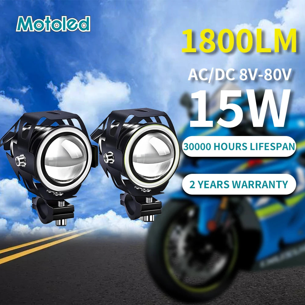 Motoled Motorcycle LED Angel Eye Projector Lens Headlight Spotlight Moto Light BulbsTurn Signal Modified Part for Honda SUZUKI