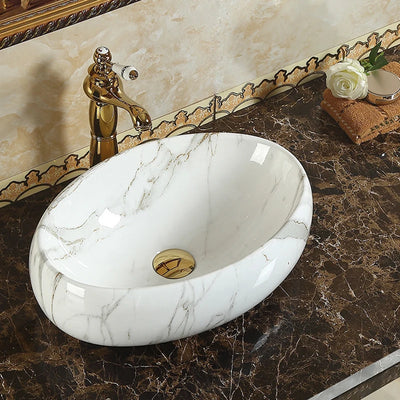 Italian Carrara Natural Stone Art Bathroom Sinks, Ceramic Bathroom Vessel Sink White Marble Wash Basin