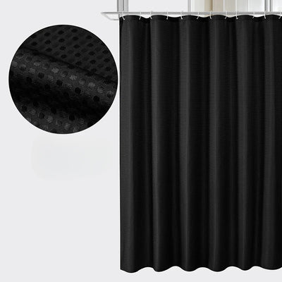 Solid Color Waffle Waterproof and Mold Resistant Polyester Shower Curtain, Bathroom, Non Perforated Shower Curtain Fabric