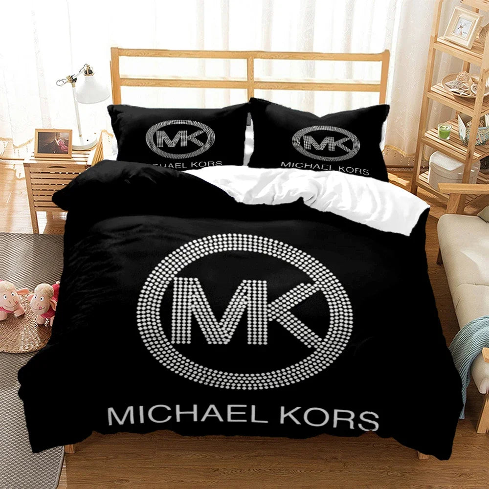 Fashion M-michael-kors Logo Bedding Set 3D Printing Home Decoration Boy Girl King Size Bedding Set Quilt Cover Pillowcas