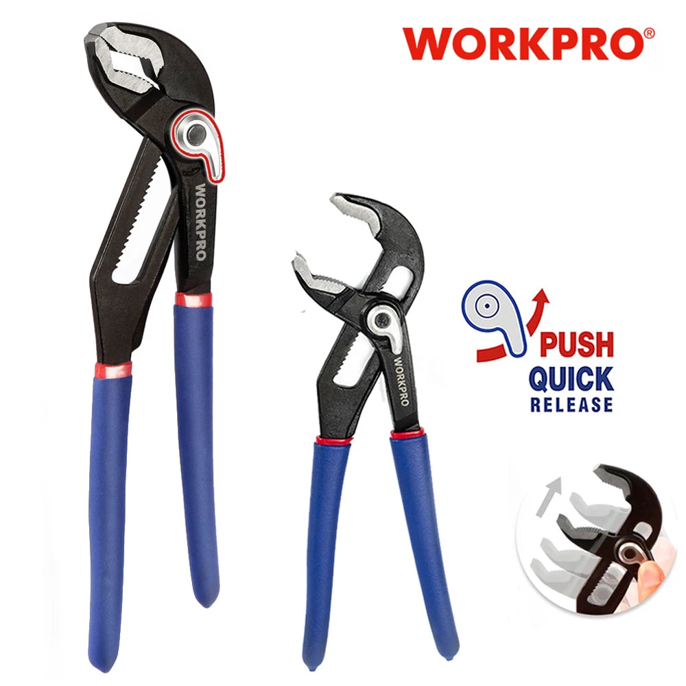 WORKPRO 2PC Multifunctional Pliers 20CM&25CM Quick-Release Groove Joint Plier All Purpose Jaw Straight Hand Tools