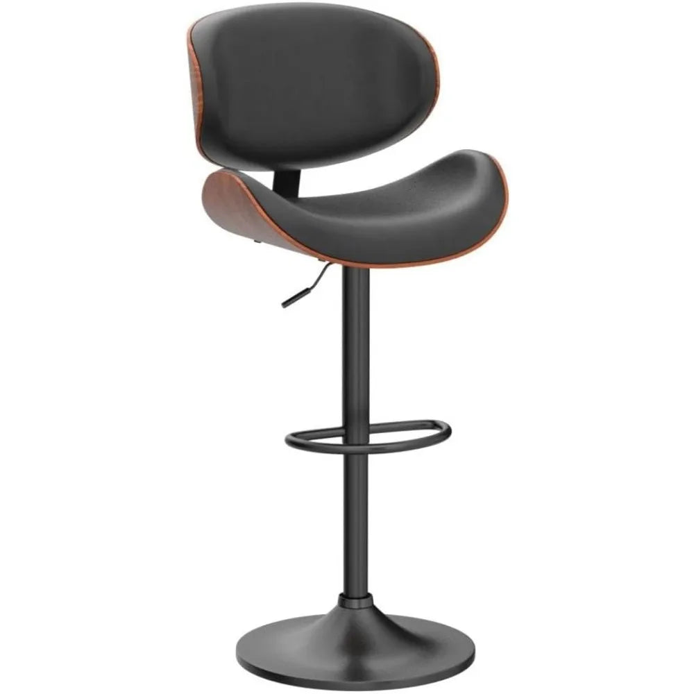 Swivel Bar Stools Set of 2 for Kitchen Counter, Adjustable Bentwood Barstools, Modern PU Leather Upholstered Bar Chair