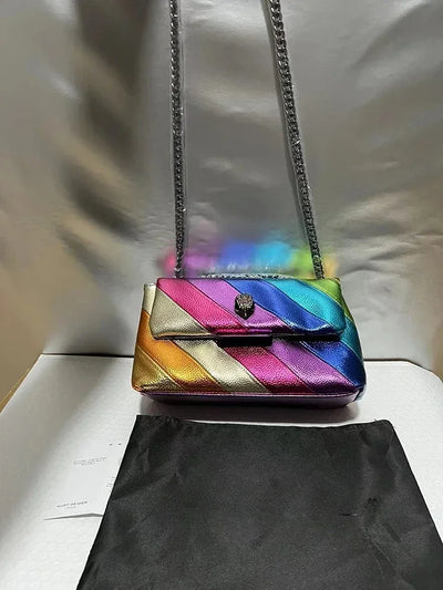 Kurt G London Multi-Coloured Patchwork Crossbody Bags For Women UK Brand Designer Fashion Trend Handbag PU Shoulder Bag