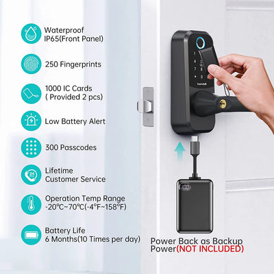 Hornbill Fingerprint Smart Door Lock Bluetooth Digital Electronic Locks Keyless Entry Deadbolt Home Security Protection Handle