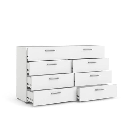 Modern Loft Wood Contemporary 8 Drawer Freestanding Double Storage Dresser, Metal Glides,White,Easy Assembly