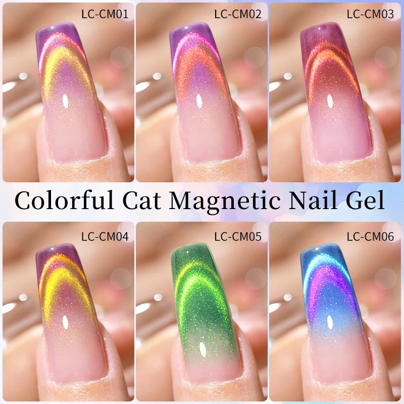 LILYCUTE 7ml Double Light 9D Cat Magnetic Glitter Gel Nail Polish Rainbow Sparkling Colorful Laser Soak Off Nail Art Gel Varnish