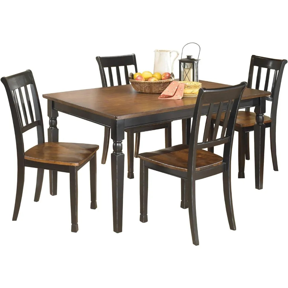 Owingsville Rustic Farmhouse Dining Room Table Home Furniture Black & Brown Kitchen Table With Chairs Dinning Tables Sets Mobile