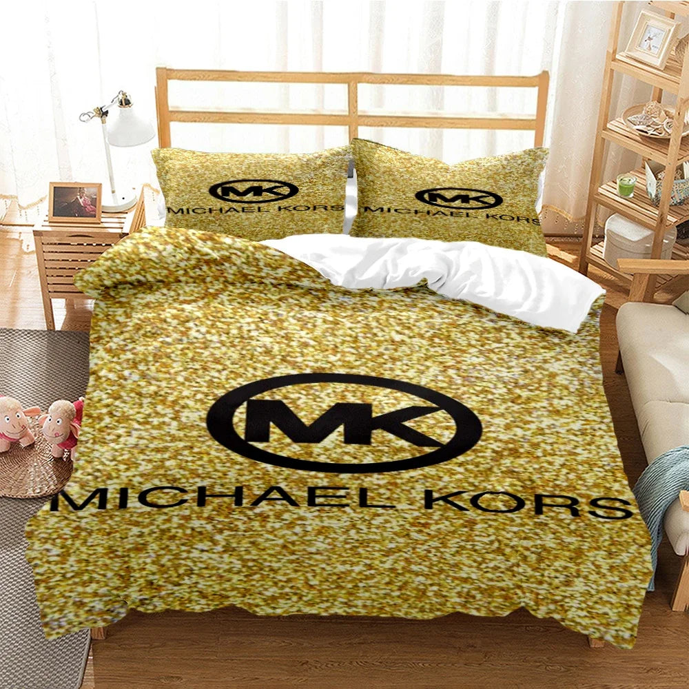 Fashion M-michael-kors Logo Bedding Set 3D Printing Home Decoration Boy Girl King Size Bedding Set Quilt Cover Pillowcas