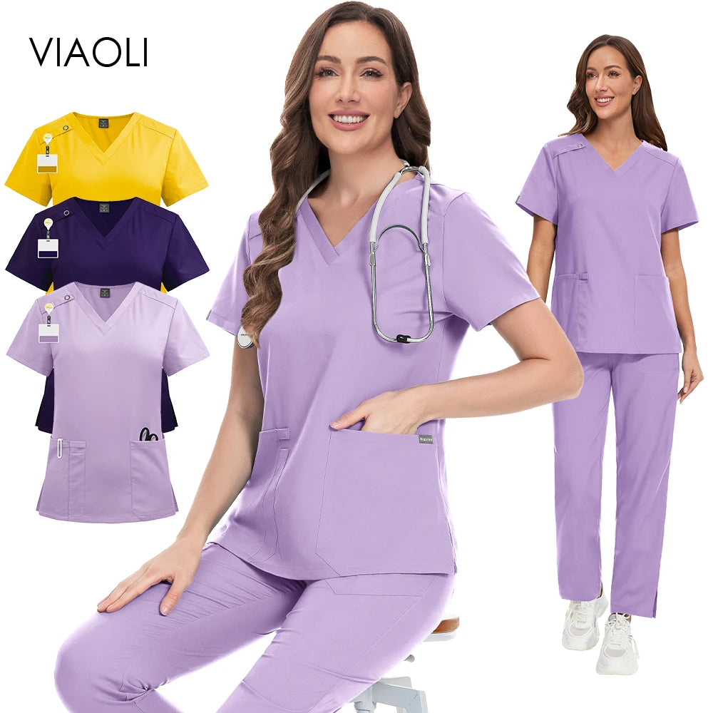 Beautician Anesthesiologist Workwear Multicolour Straight Pants Suit Medical Doctor Nurse Scrubs Set Clinical Nursing Tops Pants