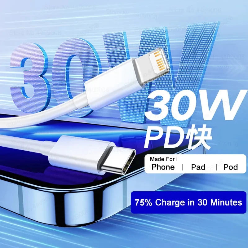 5-1pcs 30W Fast Charging Cable For Apple iPhone 13 12 11 14 Pro Max Mini USB C Cable For X XR XS MAX 7 8 14 Plus 6 Accessories