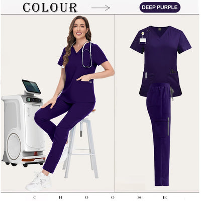 Beautician Anesthesiologist Workwear Multicolour Straight Pants Suit Medical Doctor Nurse Scrubs Set Clinical Nursing Tops Pants