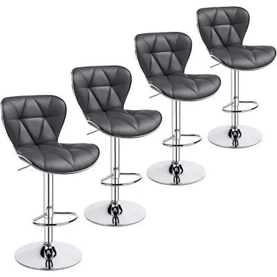 Island Chairs Bar Stools Set of 4 Fashionable Bar Chairs Adjustable PU Leather Swivel Stools Chair with Shell Back BarStools