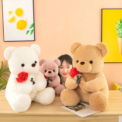 Valentine's Day roses teddy bear animal plush toys for girls teddy bear dolls