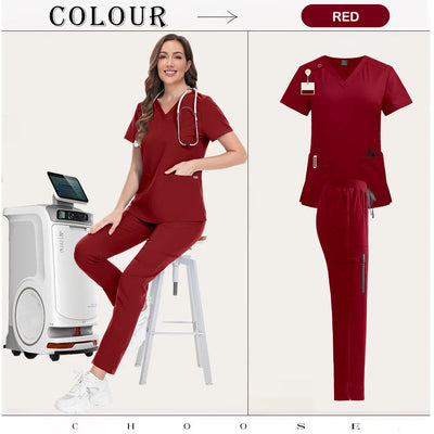 Beautician Anesthesiologist Workwear Multicolour Straight Pants Suit Medical Doctor Nurse Scrubs Set Clinical Nursing Tops Pants