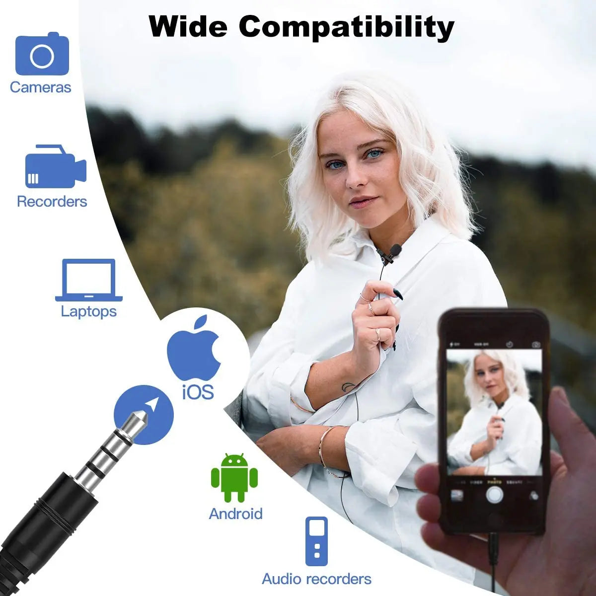 SYNCO Lav-S6E Professional Lavalier Microphone Clip-on Omnidirectional Condenser Lapel Mic Auto-Pairing 6M/19.7 Long Cable