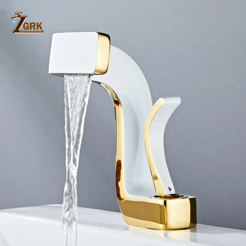 Luxury Waterfall Taps Brass Washbasin Faucet Hot and Cold Toilet Mixer Taps Creative Gold Black Chrome Torneira