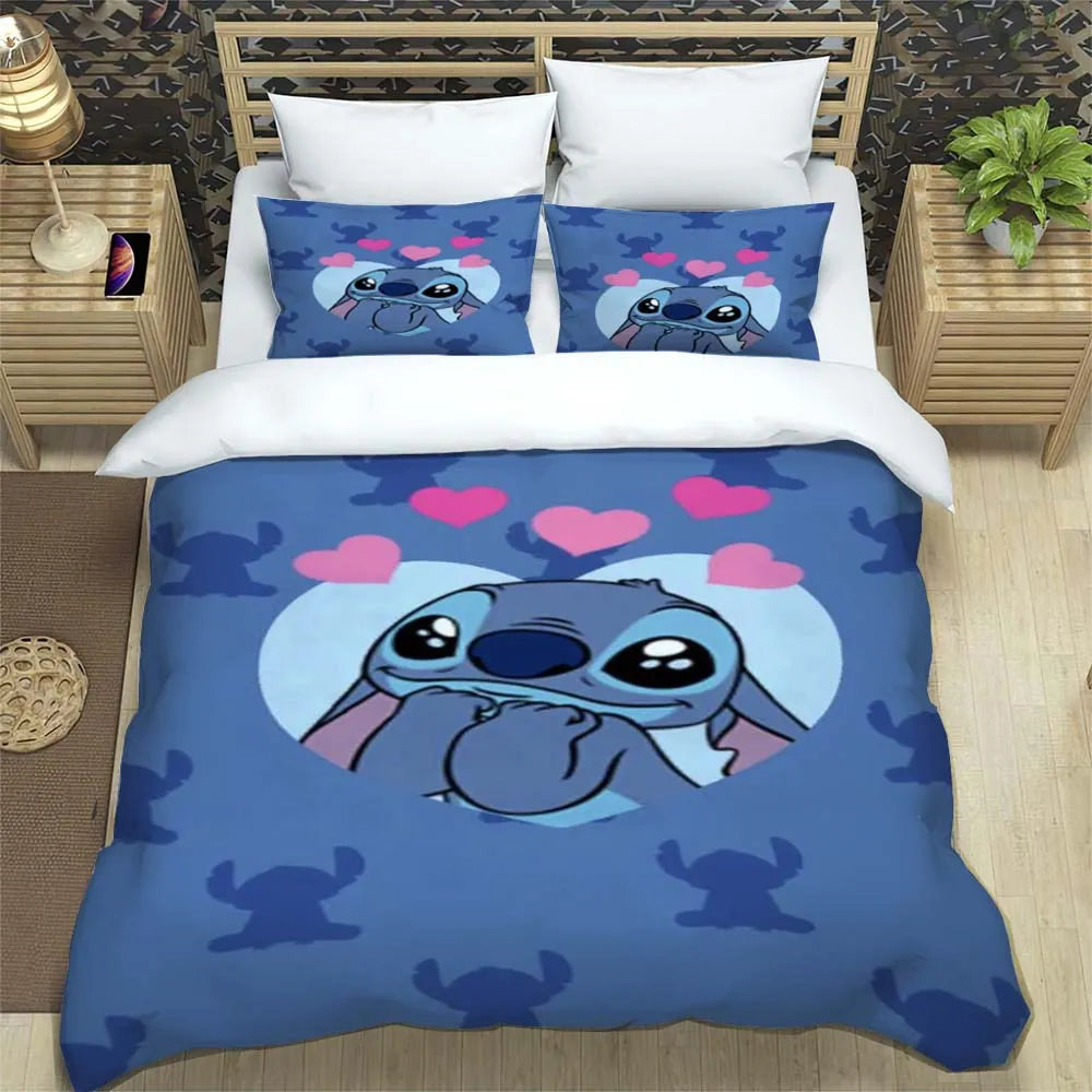 Anime Disney Stitch Duvet Cover Comforter Bed Linen Single Twin Full Queen Size 3d Kids Girl Boys Gift Stitch Bedding Set