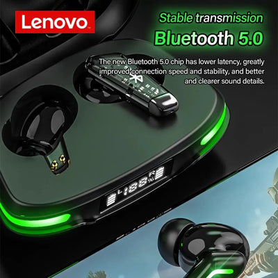 Original Lenovo GM3 Bluetooth Earphones TWS Gaming Headset with Digital Display Low Latency Dual Mic Noise Reduction Earbuds