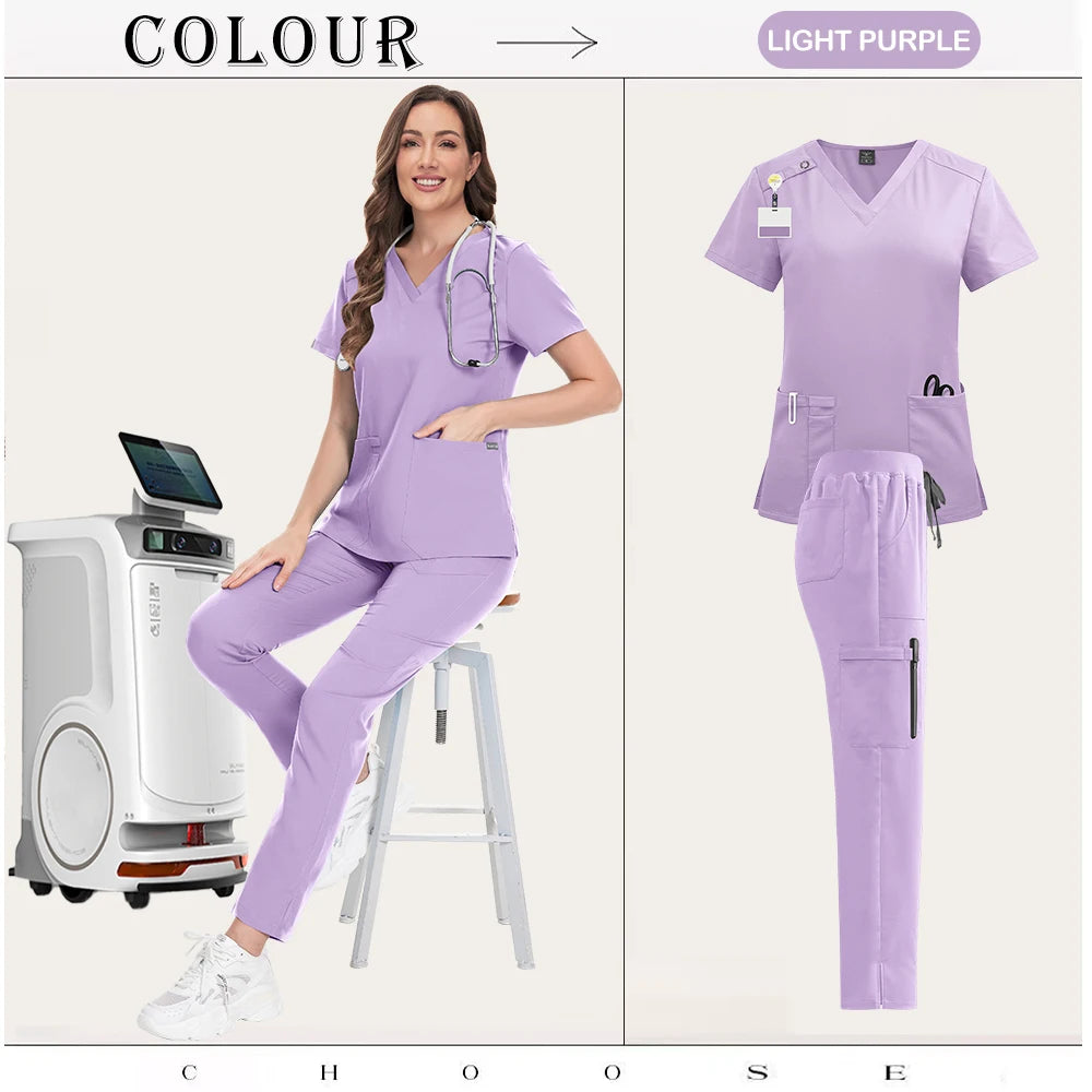 Beautician Anesthesiologist Workwear Multicolour Straight Pants Suit Medical Doctor Nurse Scrubs Set Clinical Nursing Tops Pants