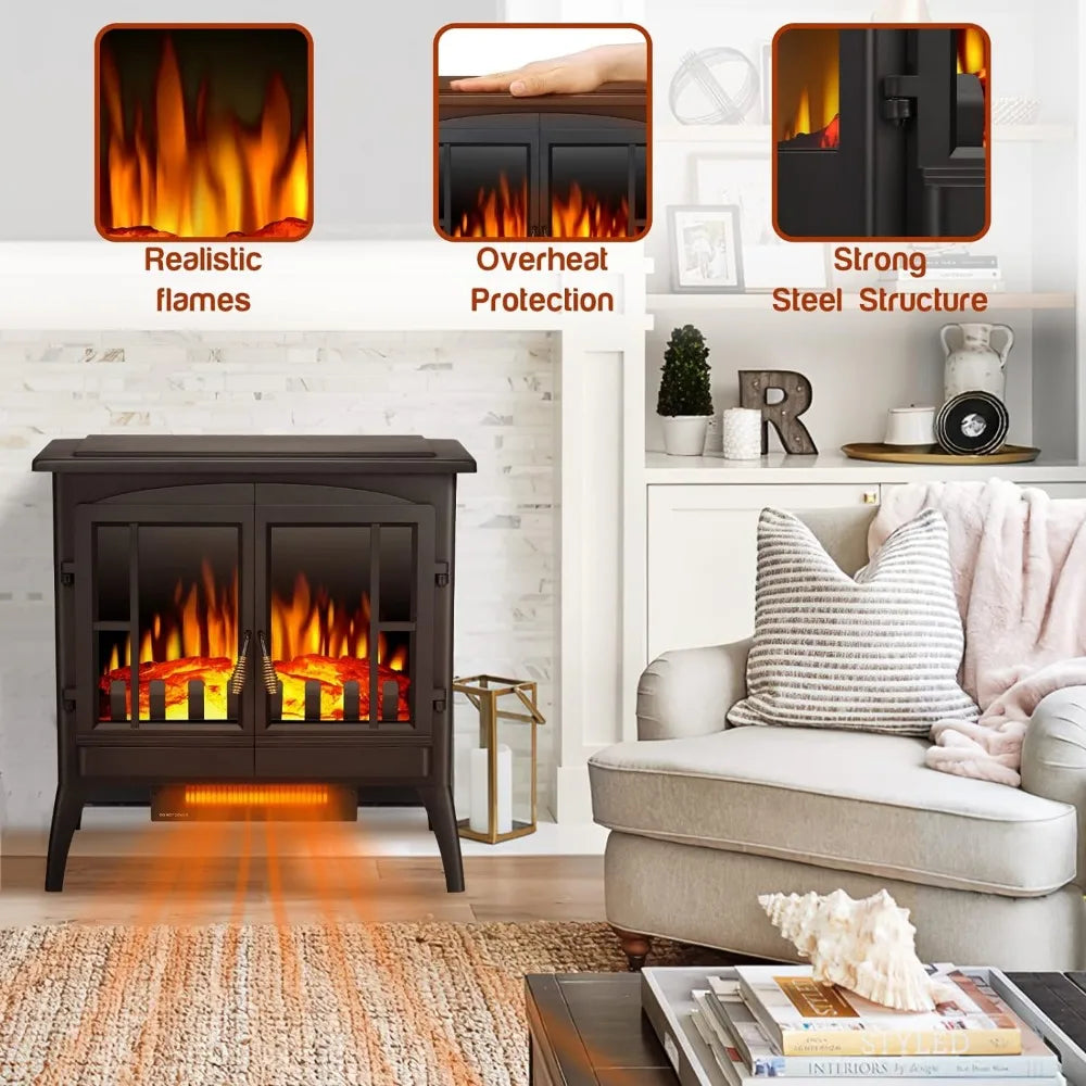 Overheating Safety System Electric Fireplace Heater Thermostat Home Fireplace Led Flame Effect Fire Stove Infrared Portable Fake