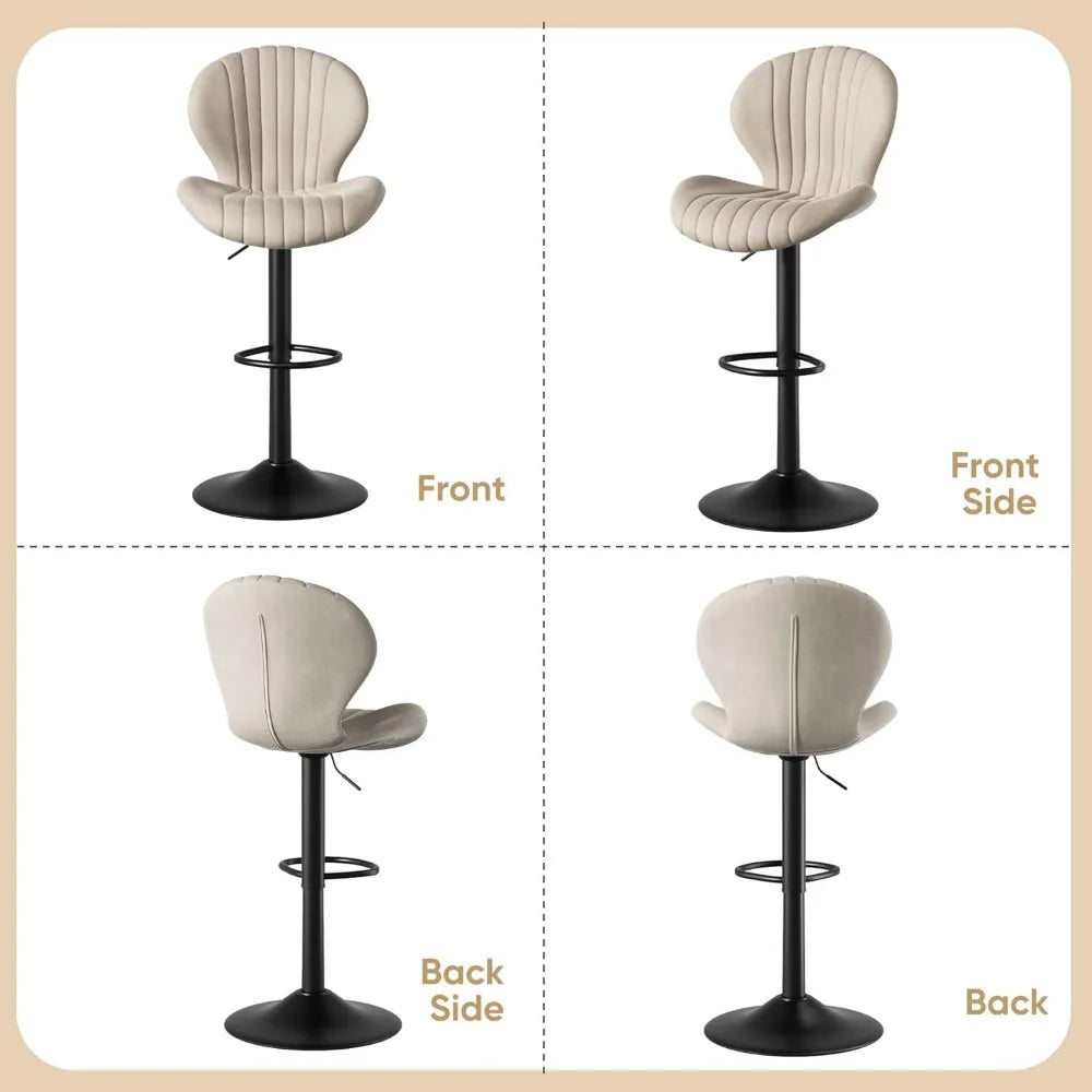 Bar Stools Set of 4 Modern Swivel Bar Chairs, Barstools Counter Height with High Backrest, Easy 3-5 Minute Assembly for Bar