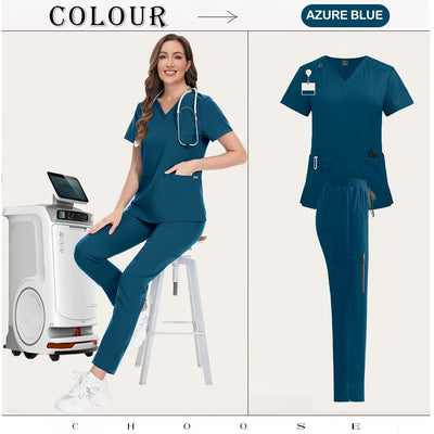 Beautician Anesthesiologist Workwear Multicolour Straight Pants Suit Medical Doctor Nurse Scrubs Set Clinical Nursing Tops Pants