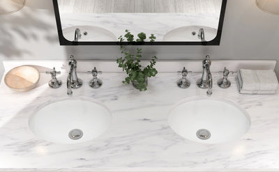 Undermount Oval Bathroom Sink, Ceramic White Vanity Top Sink with Overflow