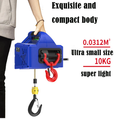 Electric hoist Portable electric hand winch traction block electric steel wire rope lifting hoist towing rope 220V/110V