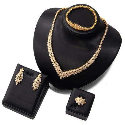 Bridal Zirconia Jewelry Set, Suitable for Women's Parties, Dubai Nigeria Crystal Wedding Jewelry Set