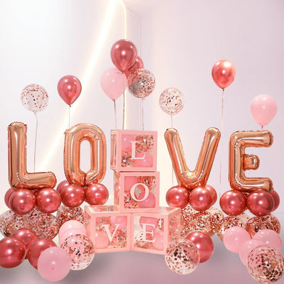 1Set Transparent Letter Balloon Box Letter Love Red Foil Balloons Happy Valentine’s Day Wedding Room Party Decorations